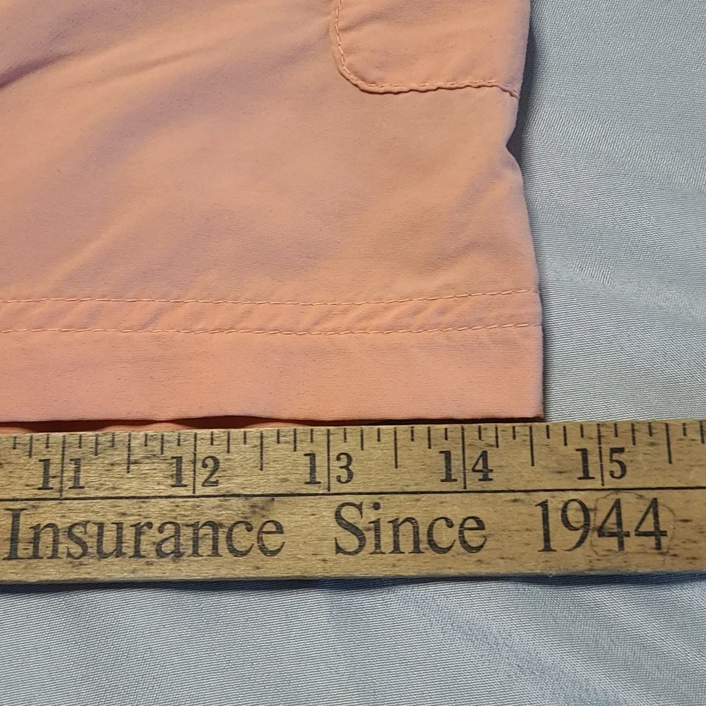 Columbia Cargo Shorts‎ Mens XL Orange Nylon Hiking Fishing Elastic Waist AL4572